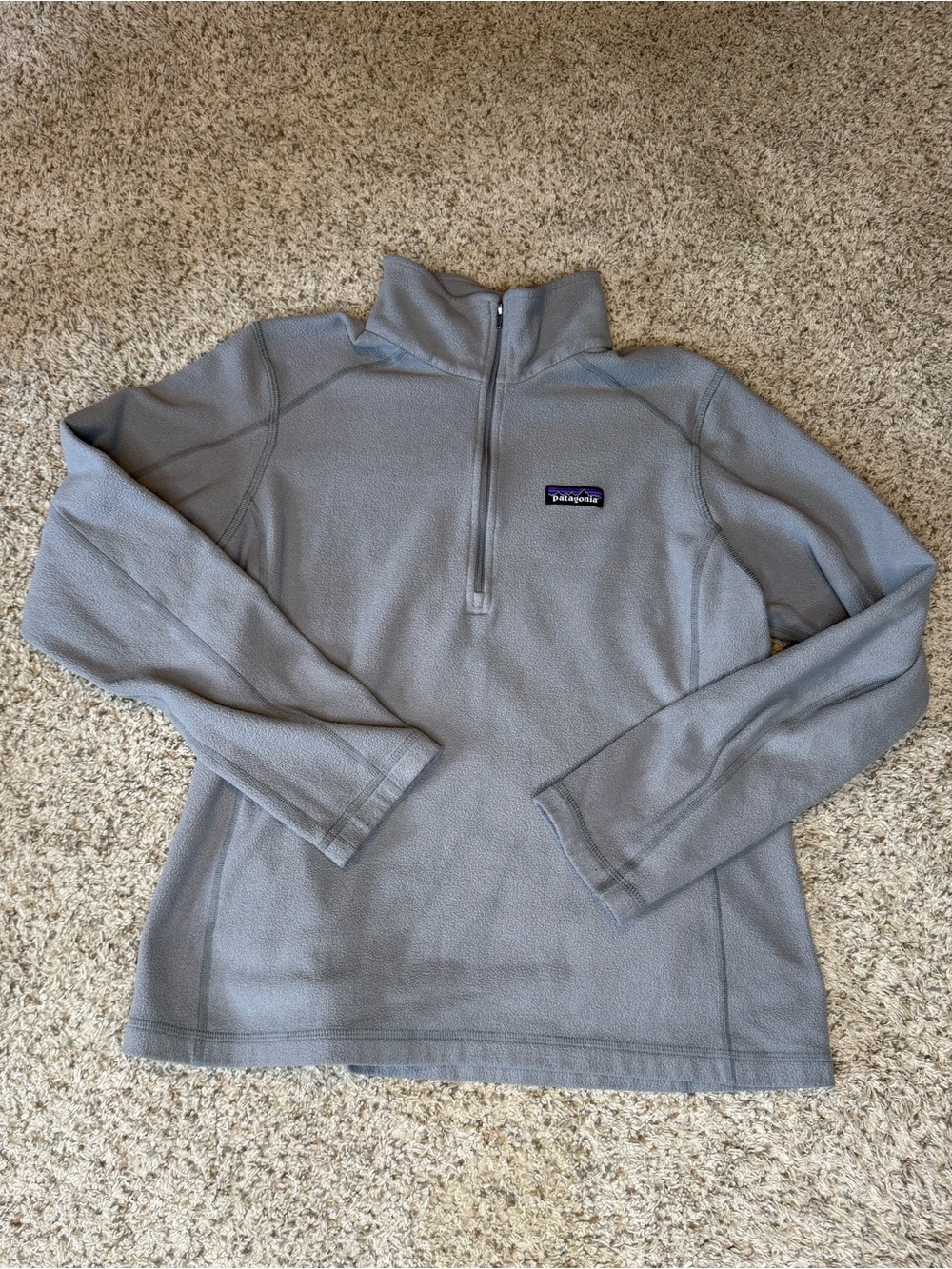 Patagonia Light Grey Half-Zip Fleece Pullover Size Large